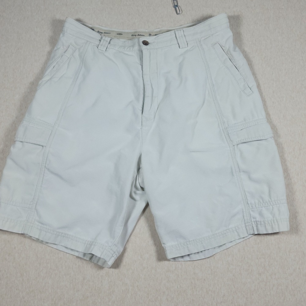 Tommy Bahama Tencel Lyocell Blend Cargo Shorts Mens 35 Off White Beige Relax
